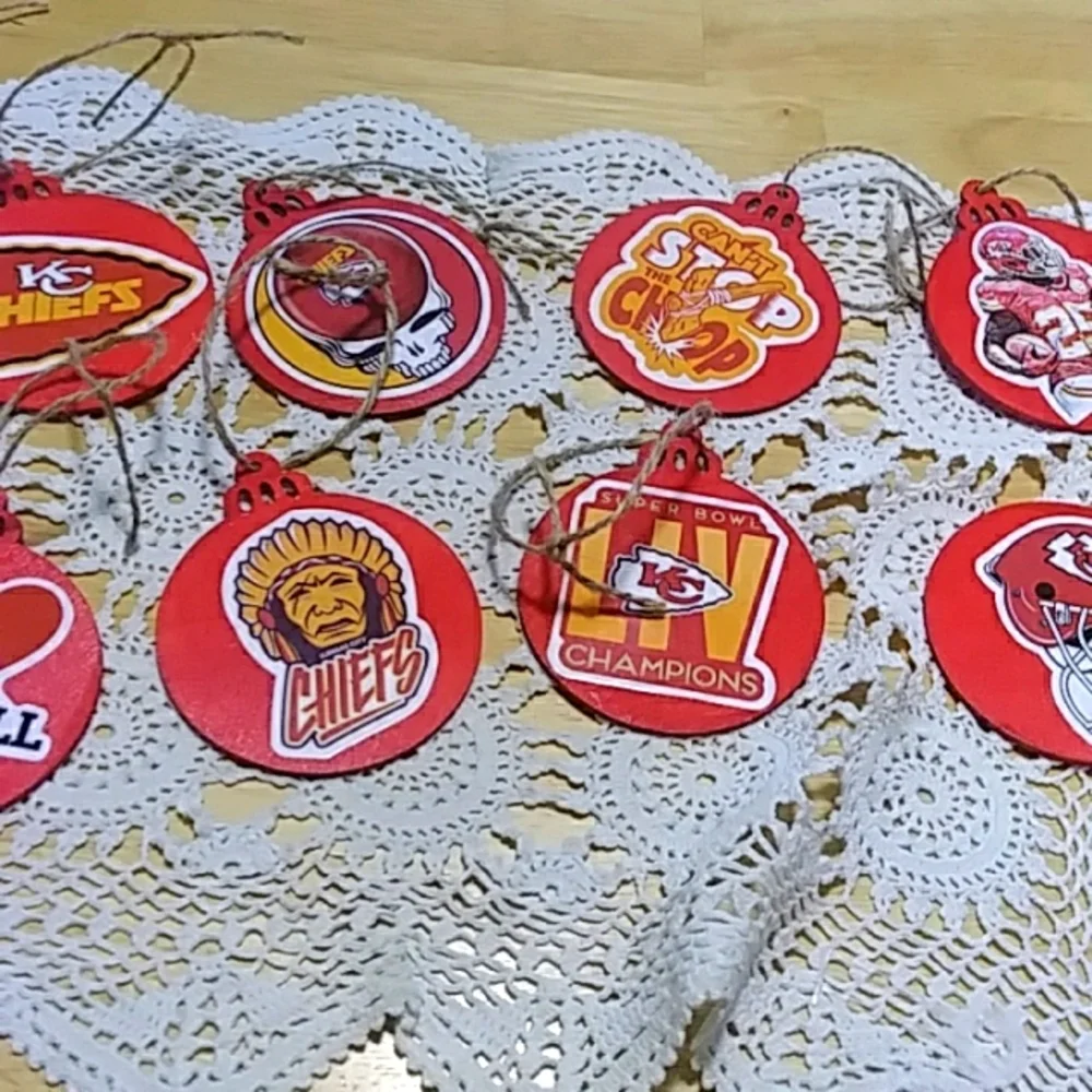 Football 🏈 Theme Hand-Painted, Stickered Christmas Ornaments